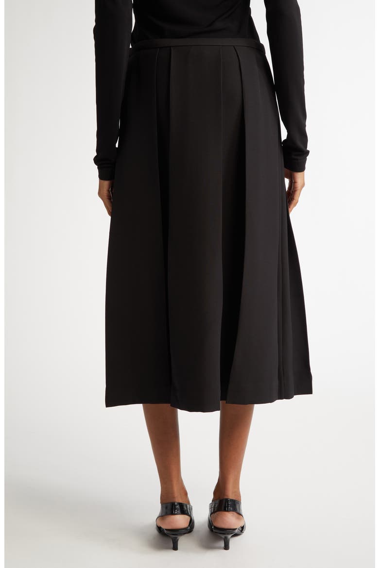Twinflower Pleated Wool & Silk Midi Skirt, Alternate, color, BLACK