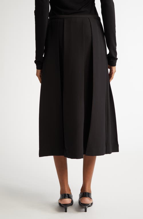 Totême Pleated Wool And Silk-blend Midi Skirt In Black