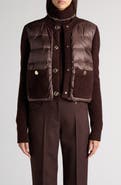 Moncler Mixed Media Down Front Wool Cardigan