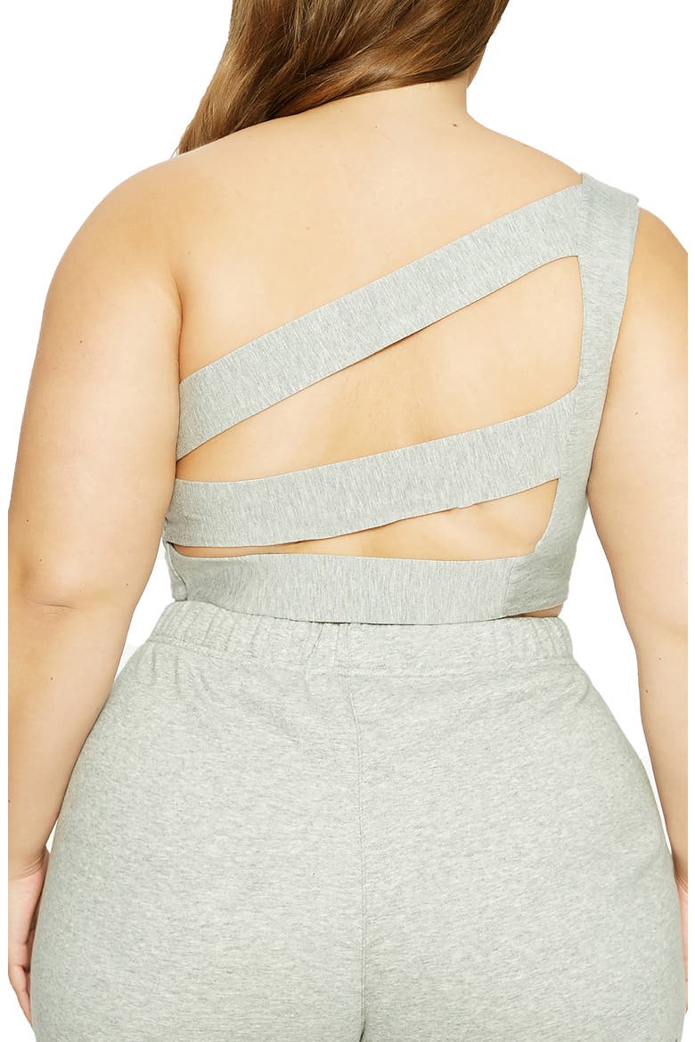LORI ONE SHOULDER BCK CUT CROP, Alternate, color, HEATHER GREY