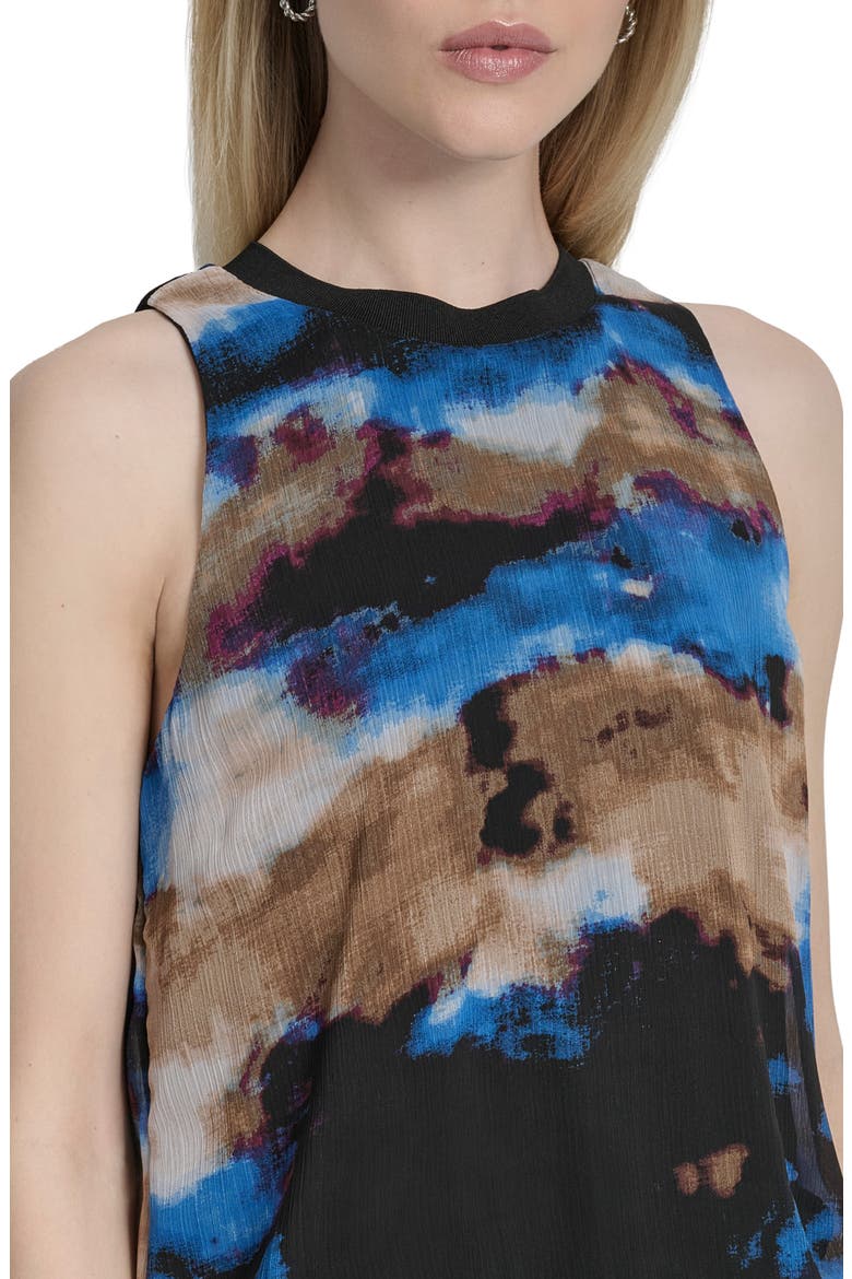 Print Sleeveless Chiffon Bubble Top, Alternate, color, CLOUDED INDIGO