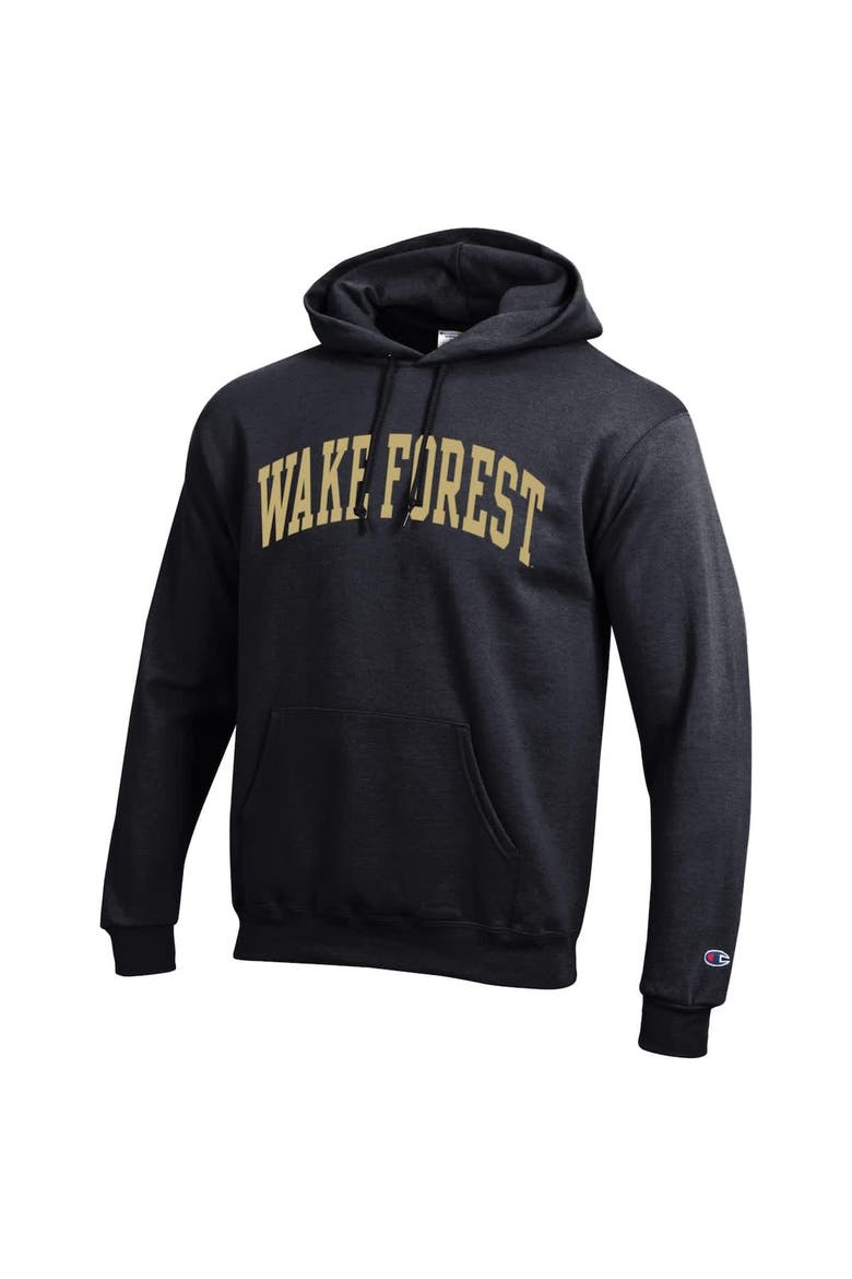 Men's Champion  Black Wake Forest Demon Deacons Basic Arch Fleece Pullover Hoodie, Alternate, color, Black