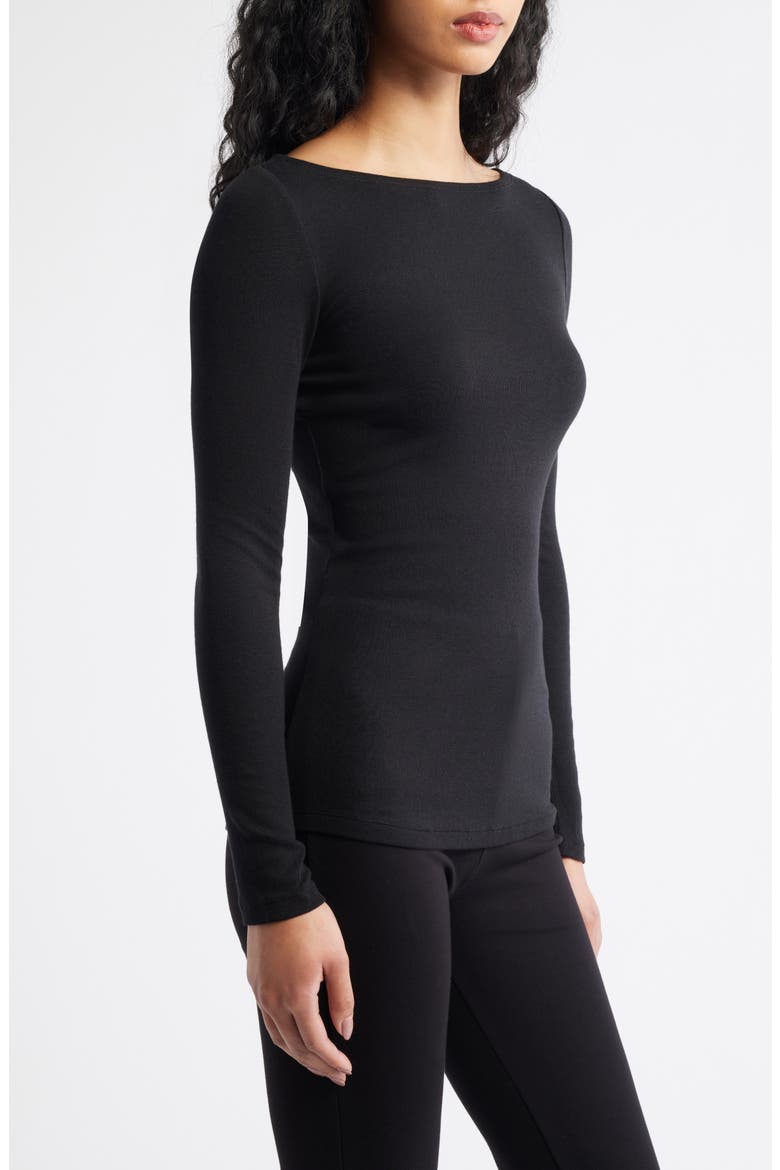 LANE BOAT NECK TOP, Alternate, color, BLACK
