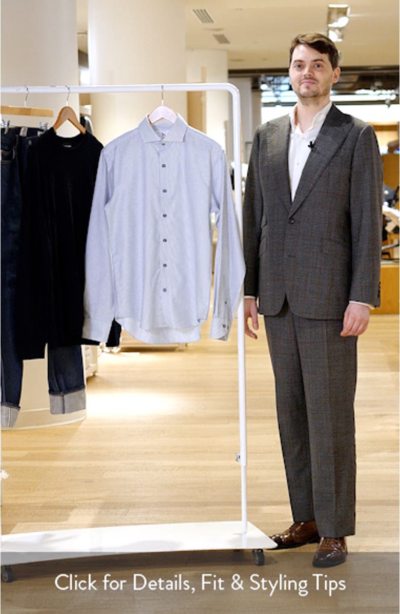 Trim Fit Stripe Cotton Oxford Cloth Dress Shirt, sales video thumbnail