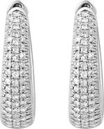 EFFY 14K White Gold Diamond Halo Hoop Earrings