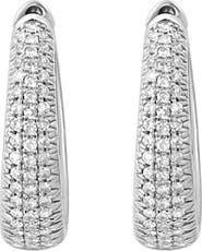 EFFY 14K White Gold Diamond Halo Hoop Earrings
