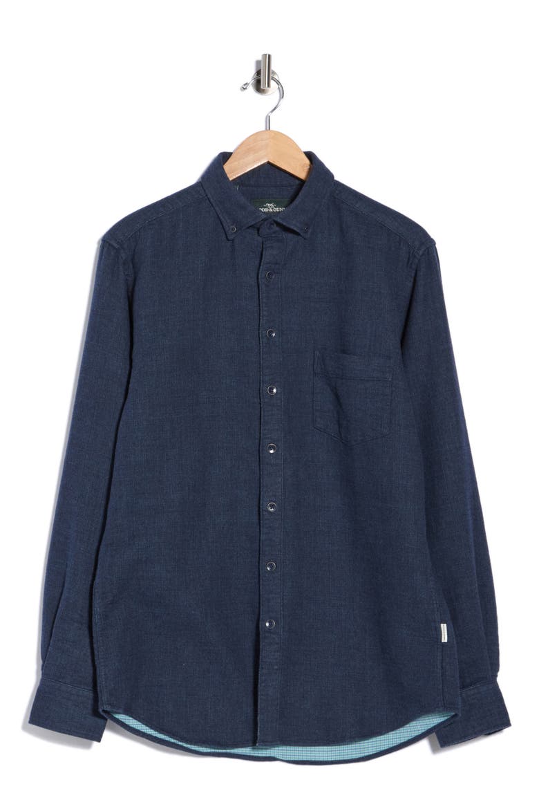 Lloyd Peak Cotton Flannel Button Down Shirt, Main, color, MIDNIGHT
