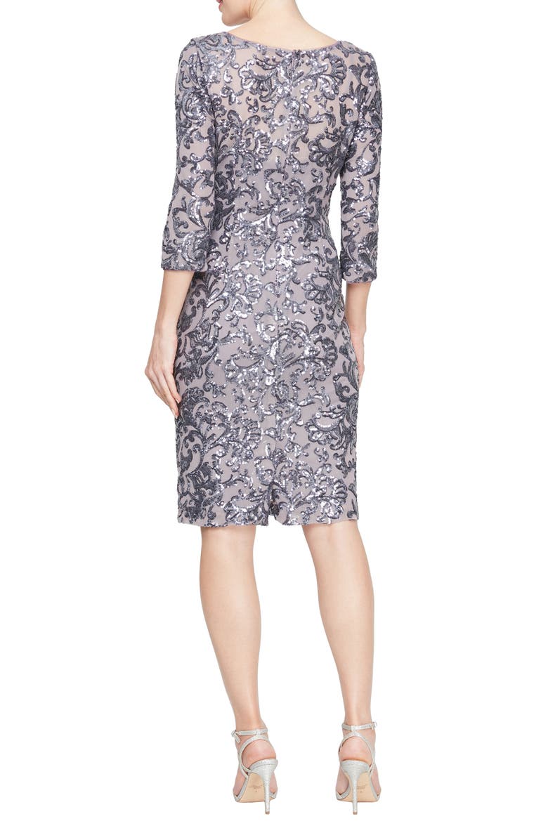 Alex Evenings Sequin Sheath Cocktail Dress, Alternate, color,