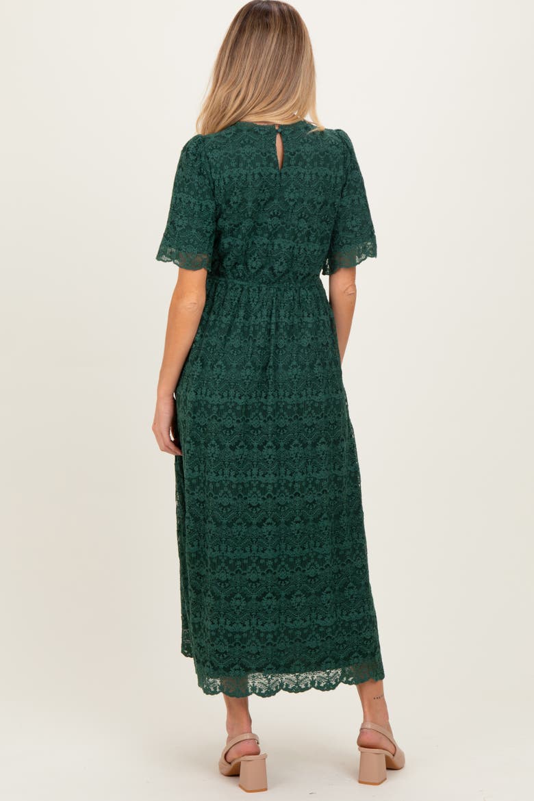 Floral Lace Midi Dress, Alternate, color, Forest Green