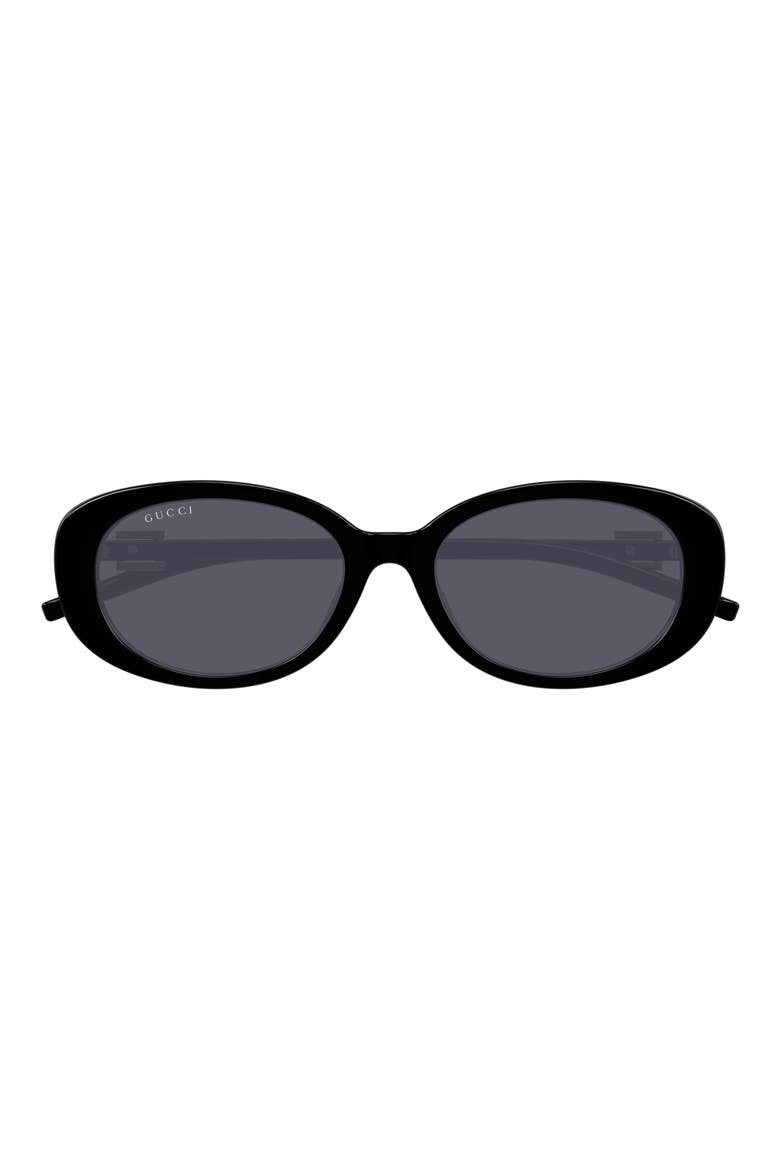 55mm Oval Sunglasses, Main, color, BLACK
