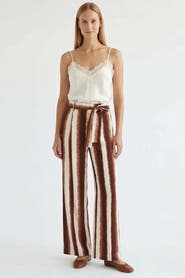 Exquise Striped Wide Leg Regular Pants