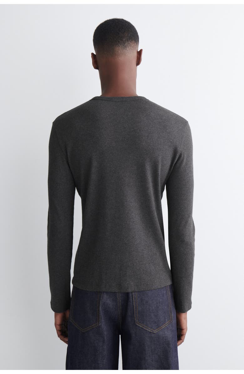 COS Slim Ribbed Cotton Long-Sleeved T-Shirt, Alternate, color, Dark-Gray Mélange