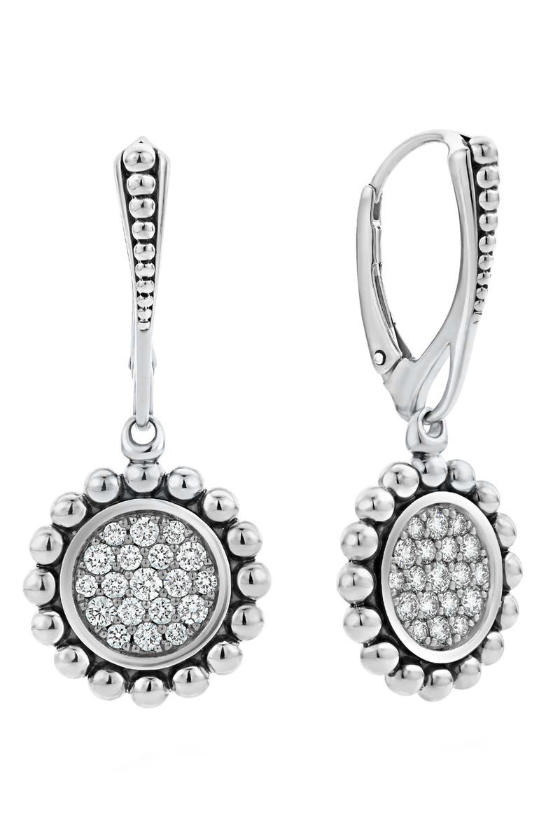 LAGOS Caviar Spark Diamond Circle Drop Earrings, Main, color, Silver/ Diamond
