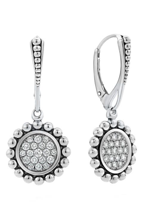 Caviar Spark Diamond Circle Drop Earrings