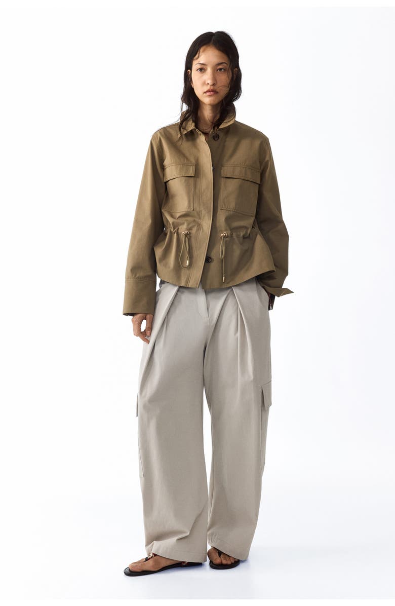 H&M Wrap-detail Cargo Trousers, Alternate, color, Light Beige