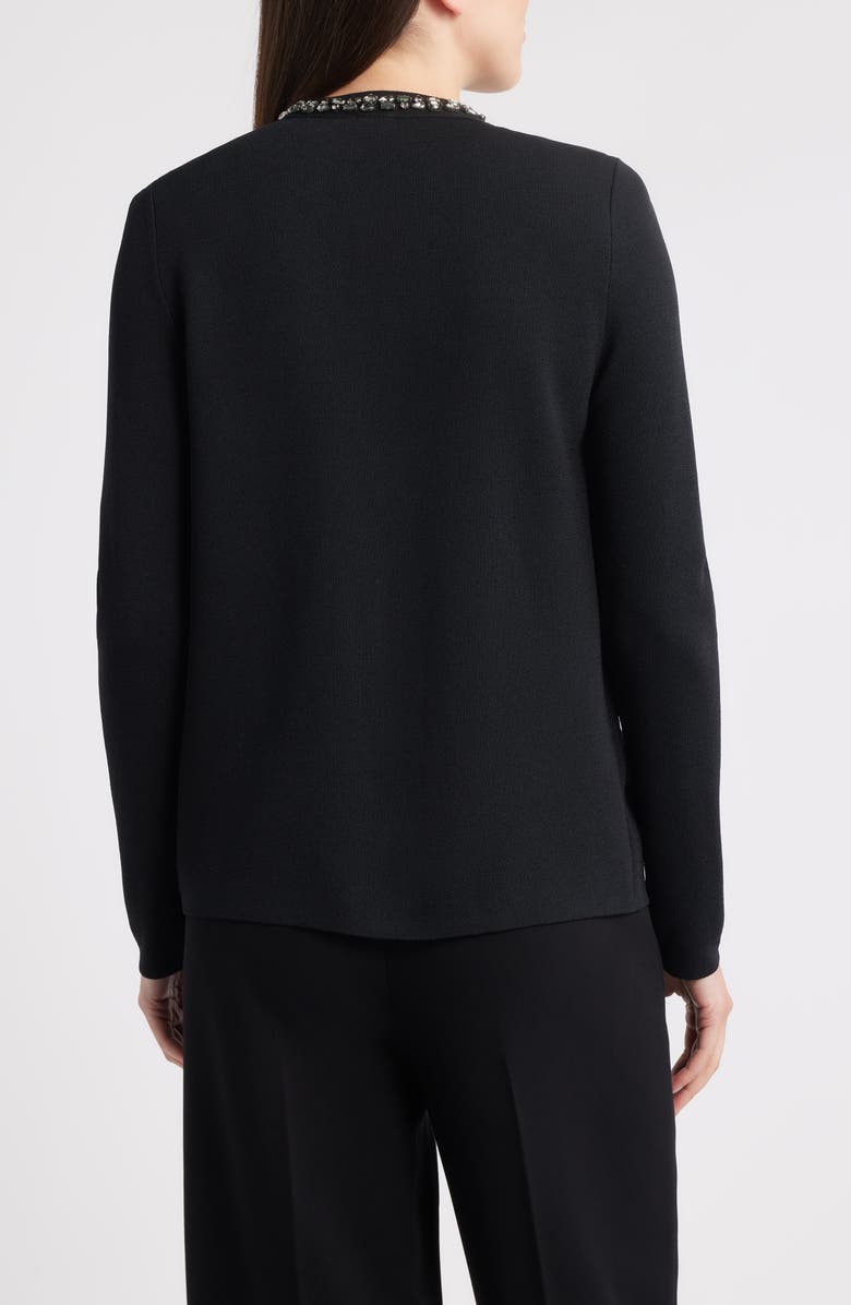 Anne Klein Rhinestone Trim Cardigan, Alternate, color, Anne Black