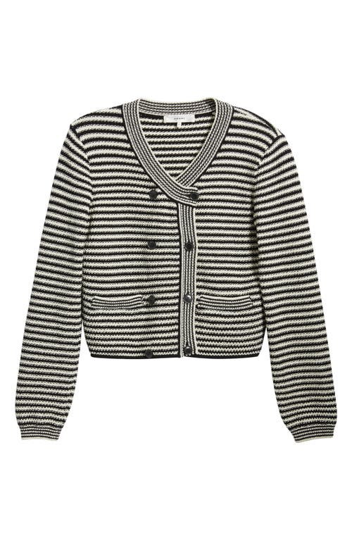 Frame Womens Black Multi The Court Striped Cotton-blend Cardigan In Multi