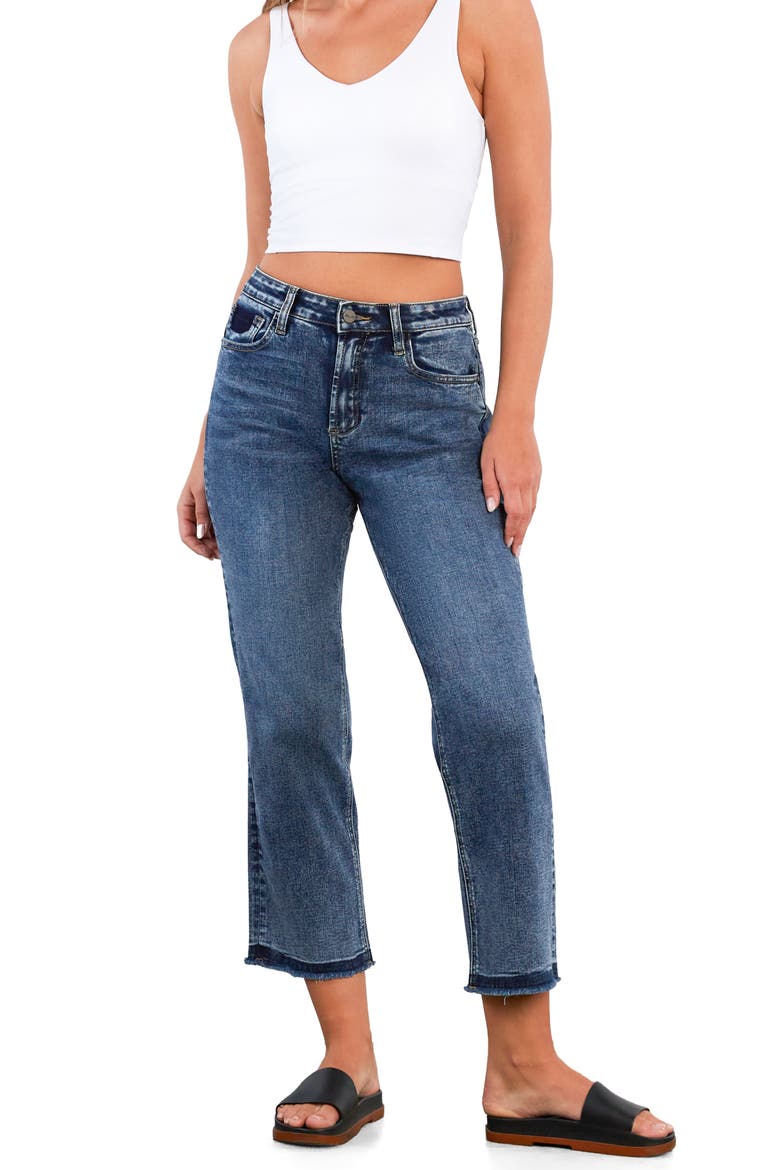Release Hem High Waist Ankle Straight Leg Jeans, Alternate, color, MYSTERY BLUE