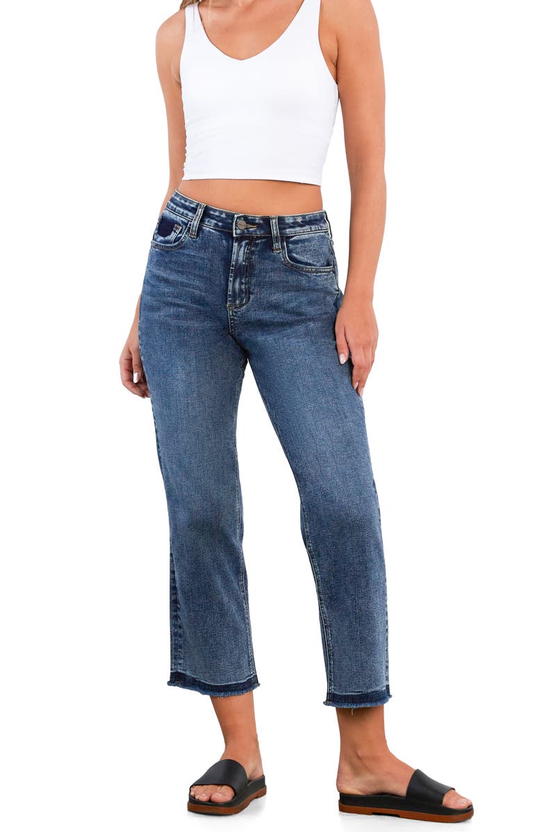 HINT OF BLU Release Hem High Waist Ankle Straight Leg Jeans, Alternate, color, Mystery Blue