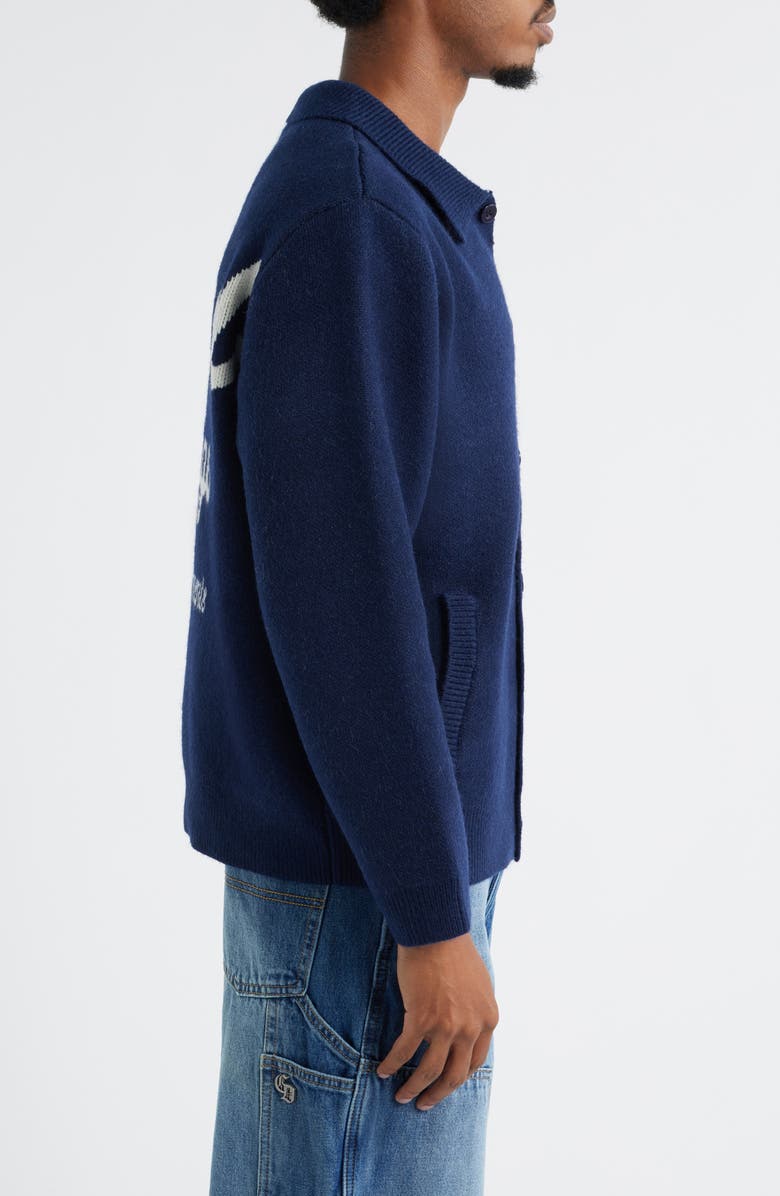 CRIMINAL DAMAGE Knit Trucker Jacket, Alternate, color, Navy