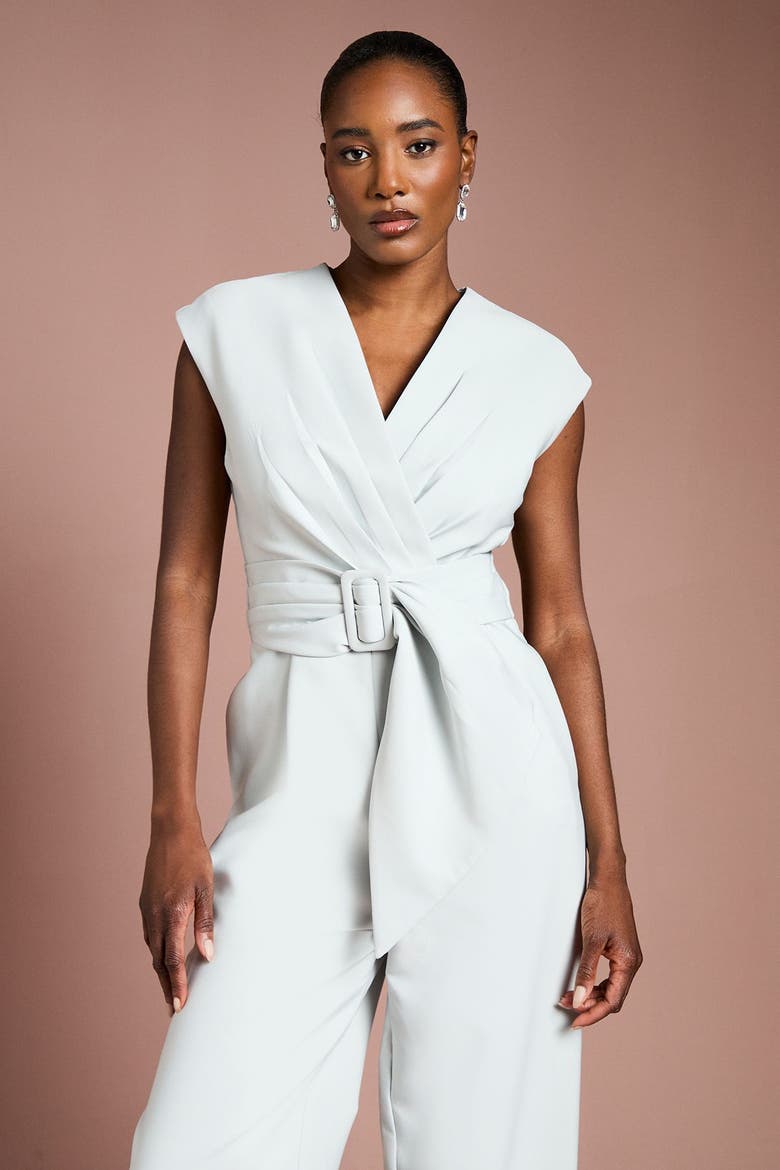 Belted Wide-Leg Jumpsuit, Alternate, color, Sage