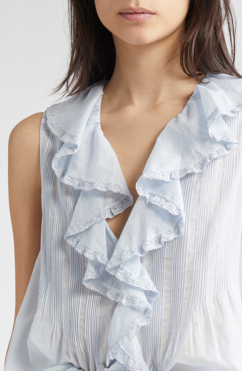 DÔEN Hilda Pintucked Sleeveless Organic Cotton Top, Alternate, color, Misty Morning