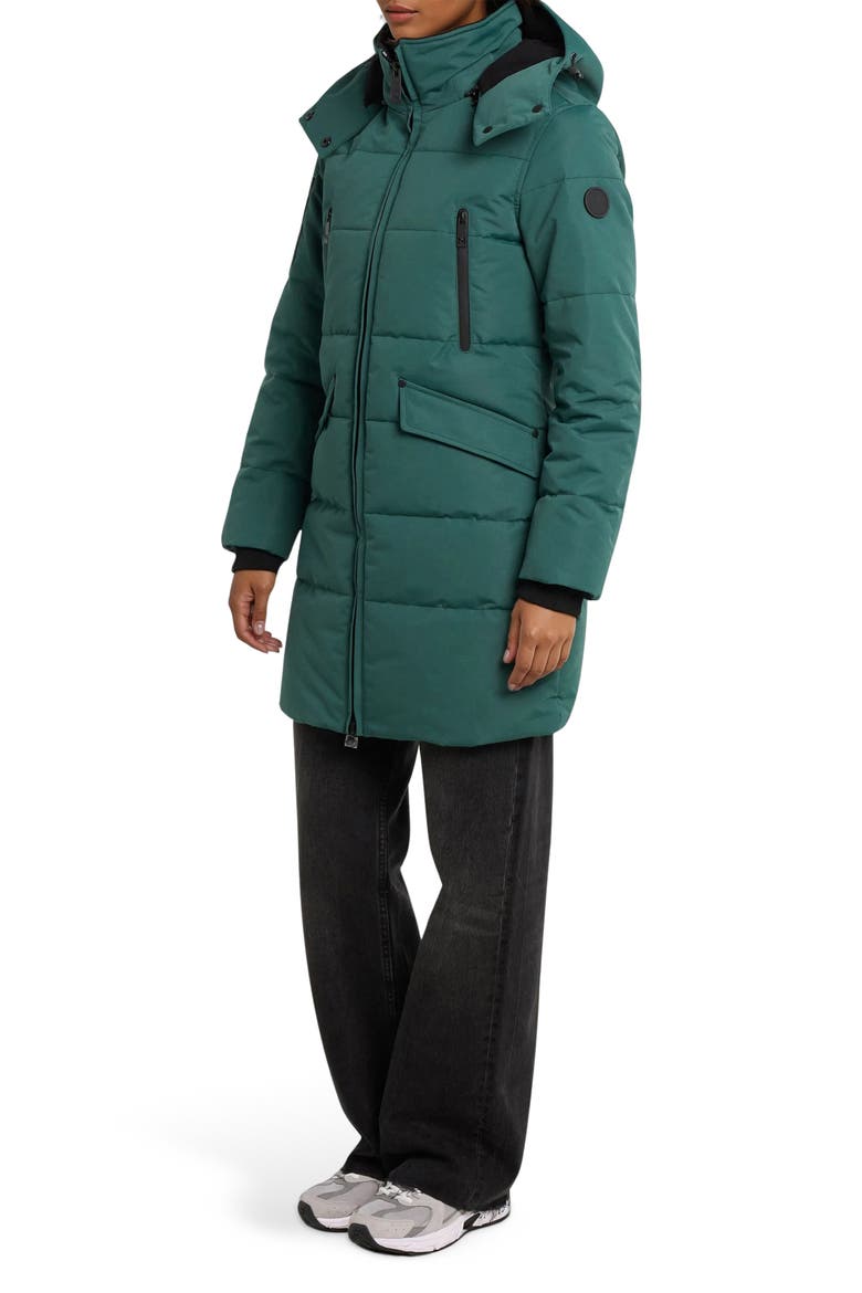 Addie Water Resistant Quilted Hooded Parka, Alternate, color, GREEN