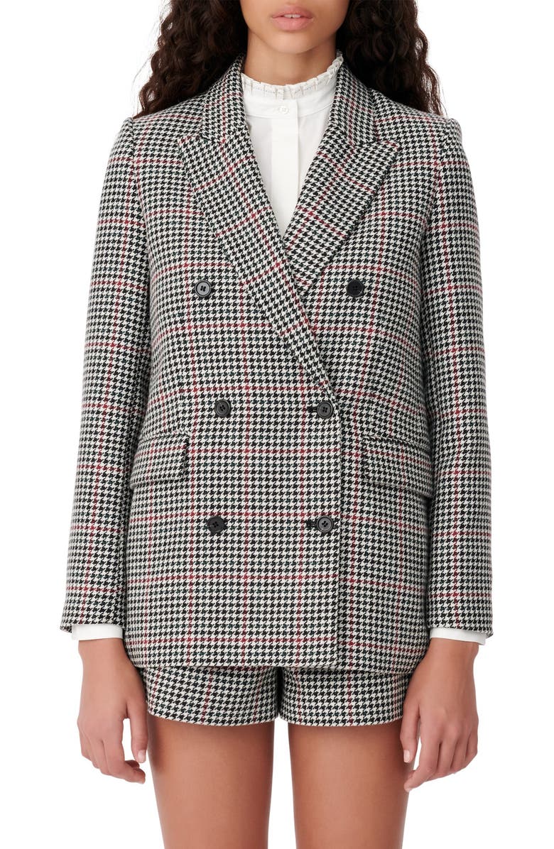 maje Double Breasted Suit Blazer, Main, color, 