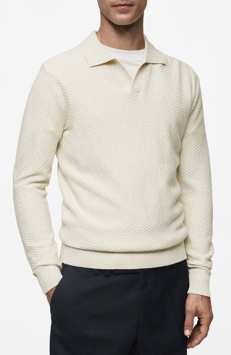 MANGO Textured Knit Polo Sweater, Main, color, 