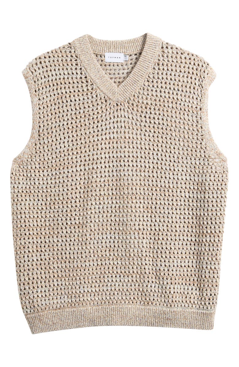 Topman Twisted Open Stitch Sweater Vest, Main, color, 