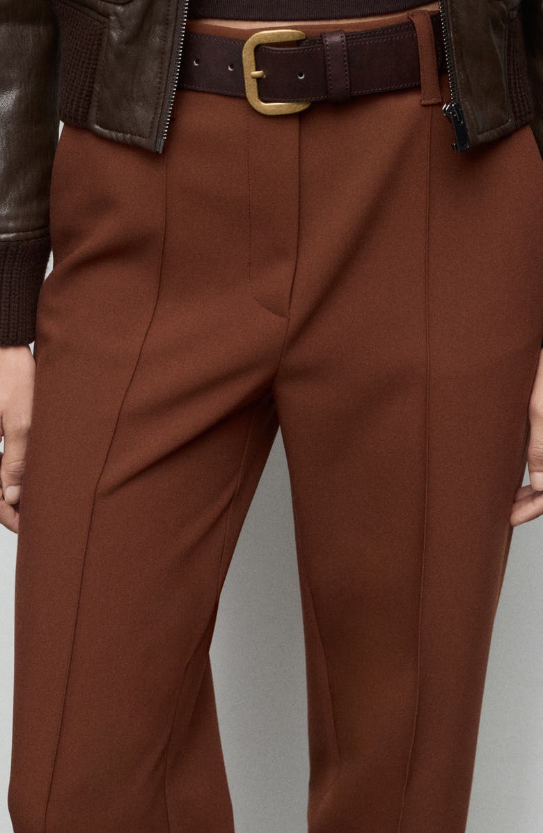 MANGO Pleated Straight Leg Pants, Alternate, color, Russet