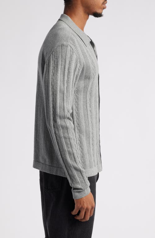 Native Youth Hemmings Jacquard Stripe Button-up Knit Top In Grey