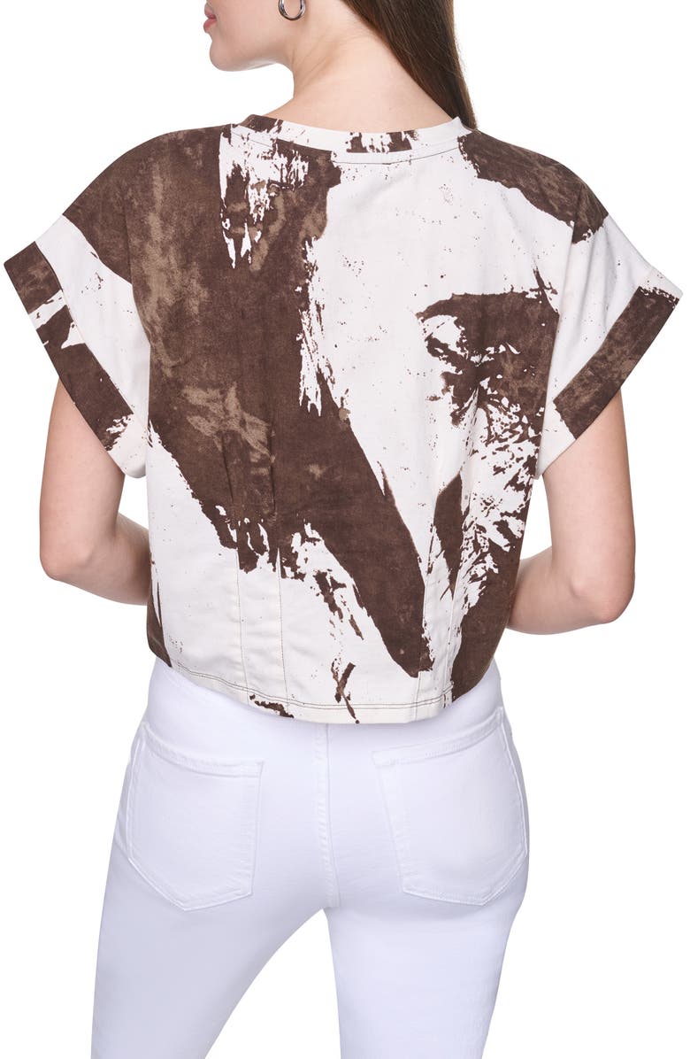 DKNY Dolman Sleeve Pleated Crop Top, Alternate, color, Coconut Brushstroke