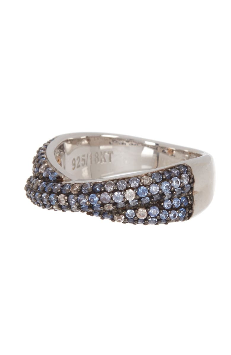 SUZY LEVIAN Sterling Silver Pavé Blue & White Sapphire Crisscross Ring, Main, color, 