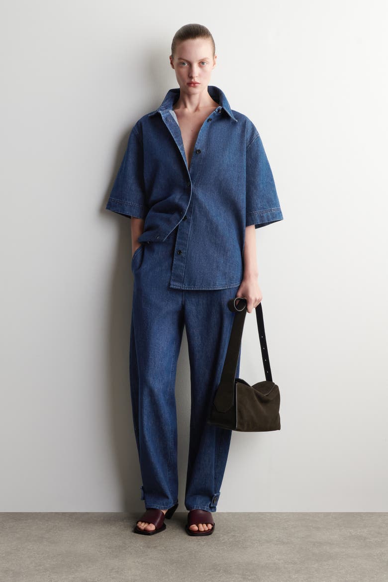 Denim Tulip Pants, Alternate, color, BLUE
