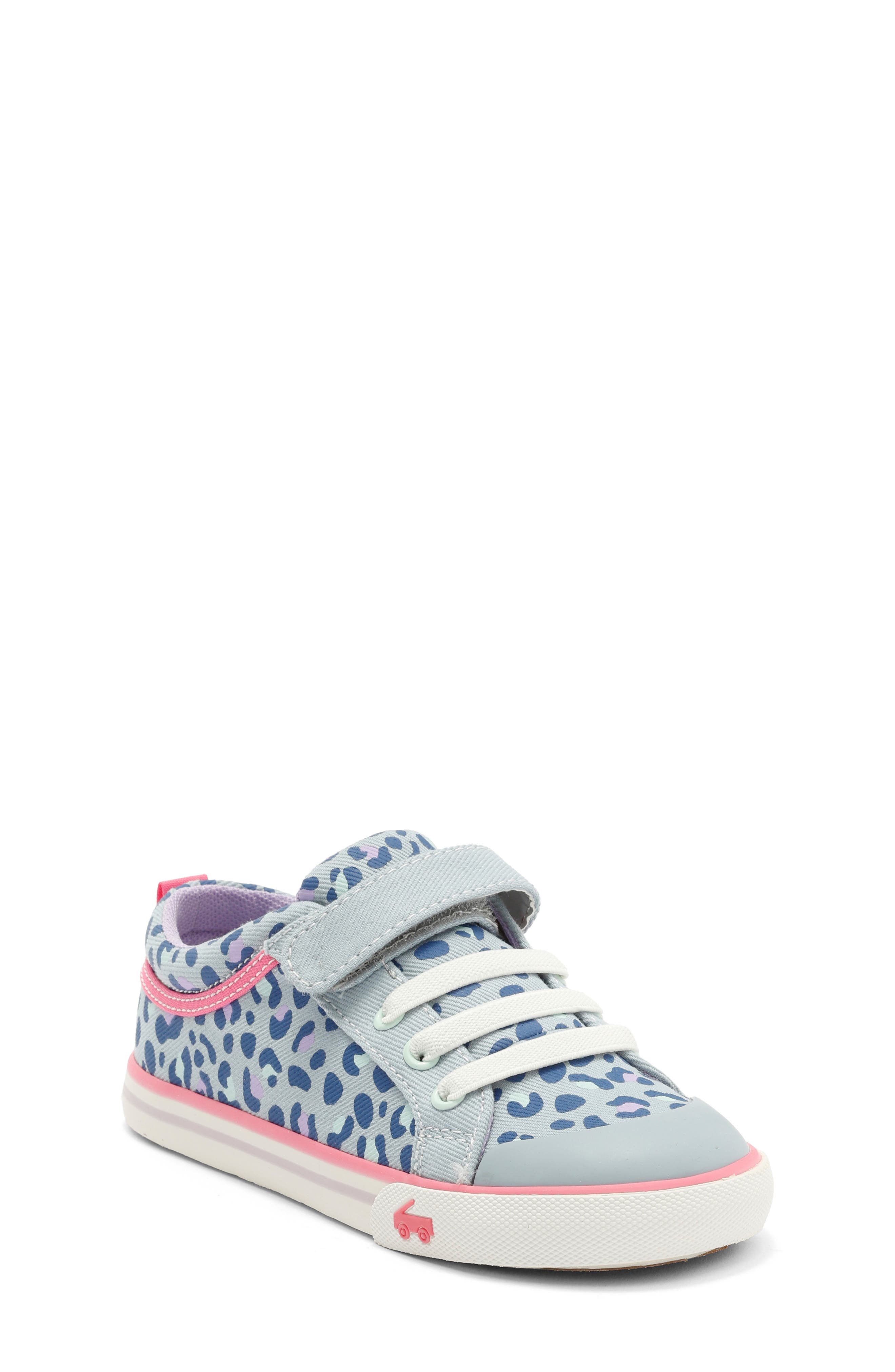 See Kai Run Kids' Kristin Sneaker, Main, color, Sky Blue/Leopard