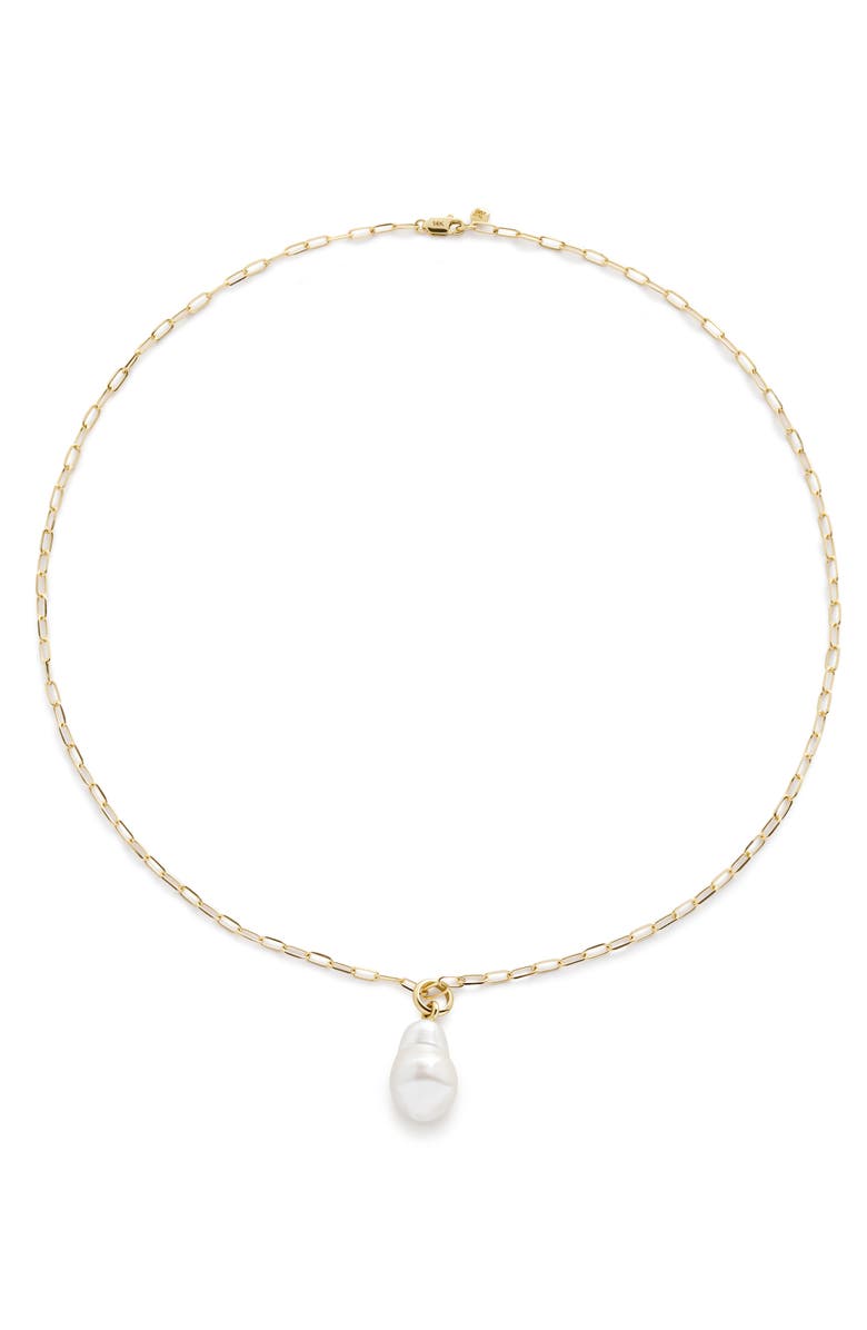 Monica Vinader Nura Baroque Pearl Necklace, Main, color, 14Kt Solid Gold / Pearl