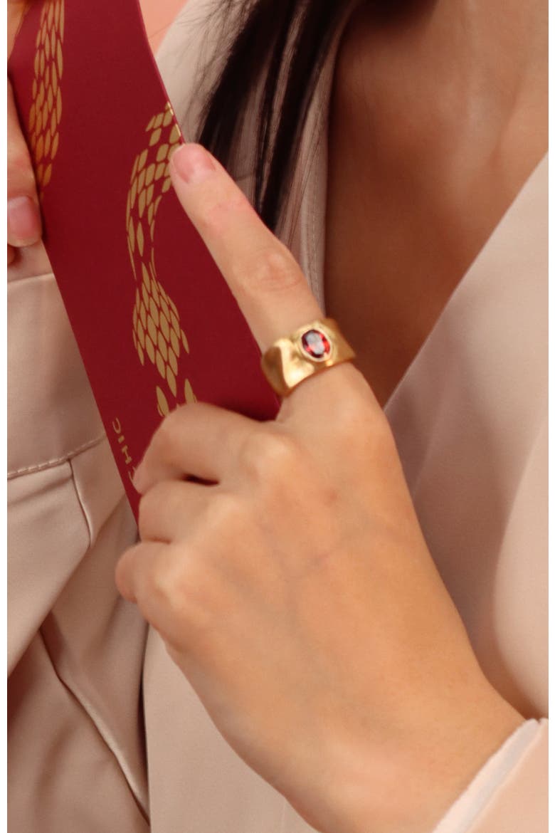 Fig Band Ring, Alternate, color, Red & Gold