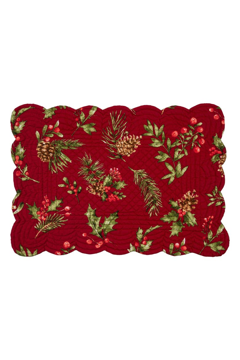 Maureen Reversible Machine Wash Quilt Set of 6 Placemats 13" x 19", Alternate, color, Red