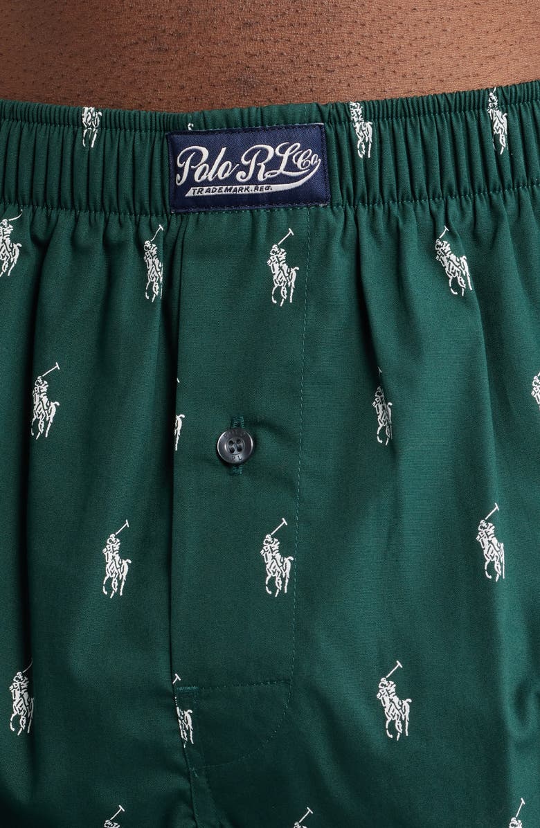 Polo Ralph Lauren Woven Cotton Boxers, Alternate, color, Moss Agate/ Nevis Aopp