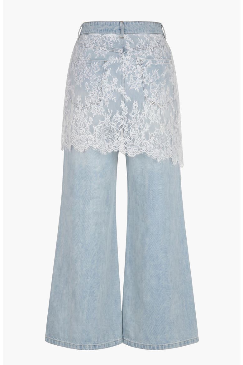 Lace Skirt Overlay Wide Leg Pants, Alternate, color, Light Blue / White