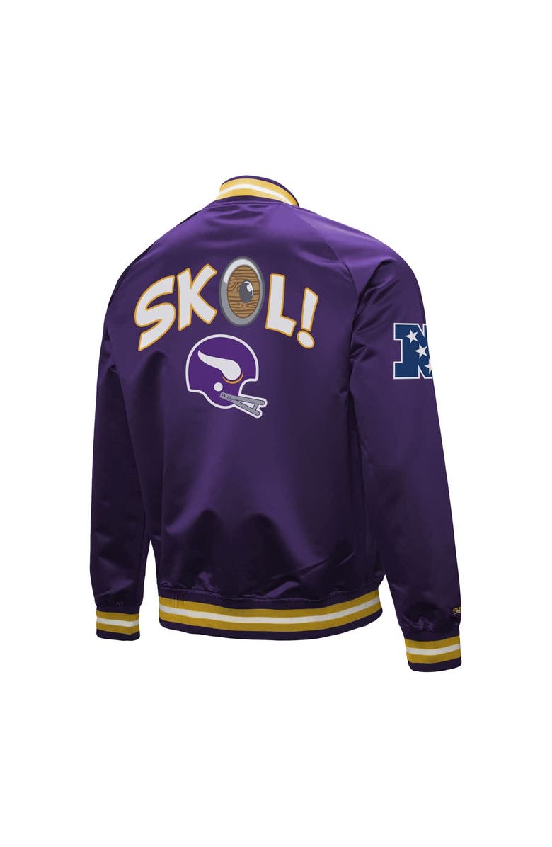 Mitchell & Ness Men's Mitchell & Ness Purple Minnesota Vikings Vintage Double Down Satin Raglan Full-Snap Jacket, Alternate, color, Purple