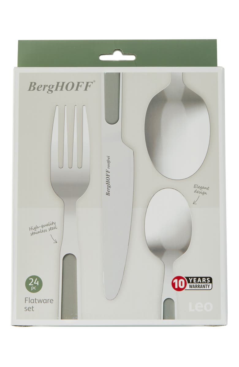 BergHOFF Leo 24-Piece Stainless Steel Flatware Set, Alternate, color, Moonbeam