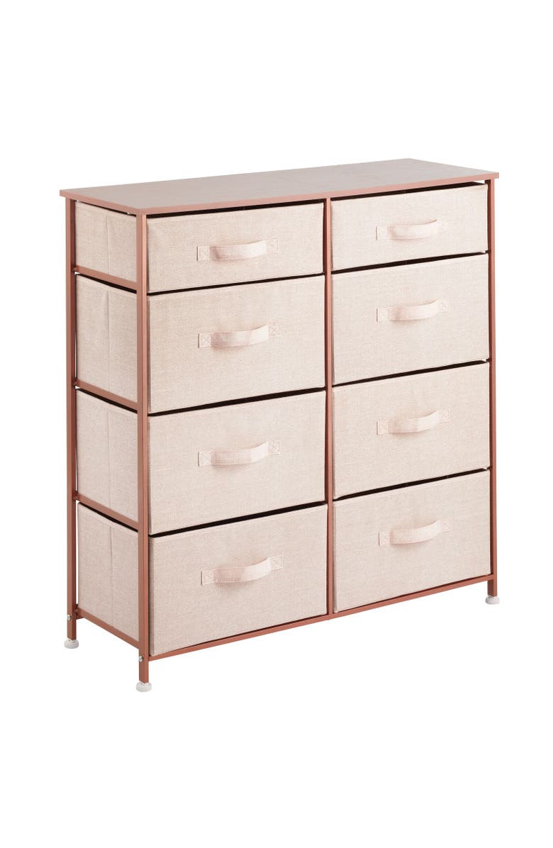 mDesign Tall Storage Dresser Furniture, 8 Slim Fabric Drawers, Alternate, color, Light Pink/Rose Gold