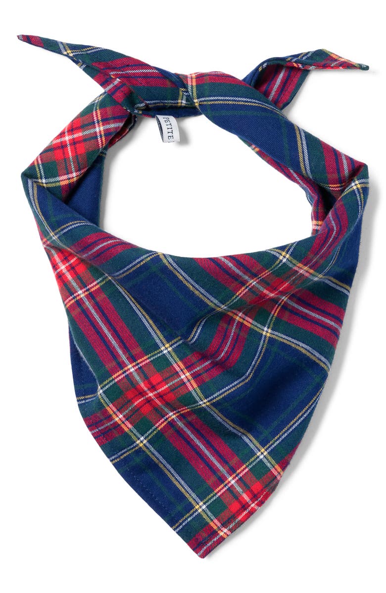 Petite Plume Windsor Tartan Dog Bandana, Main, color, Navy