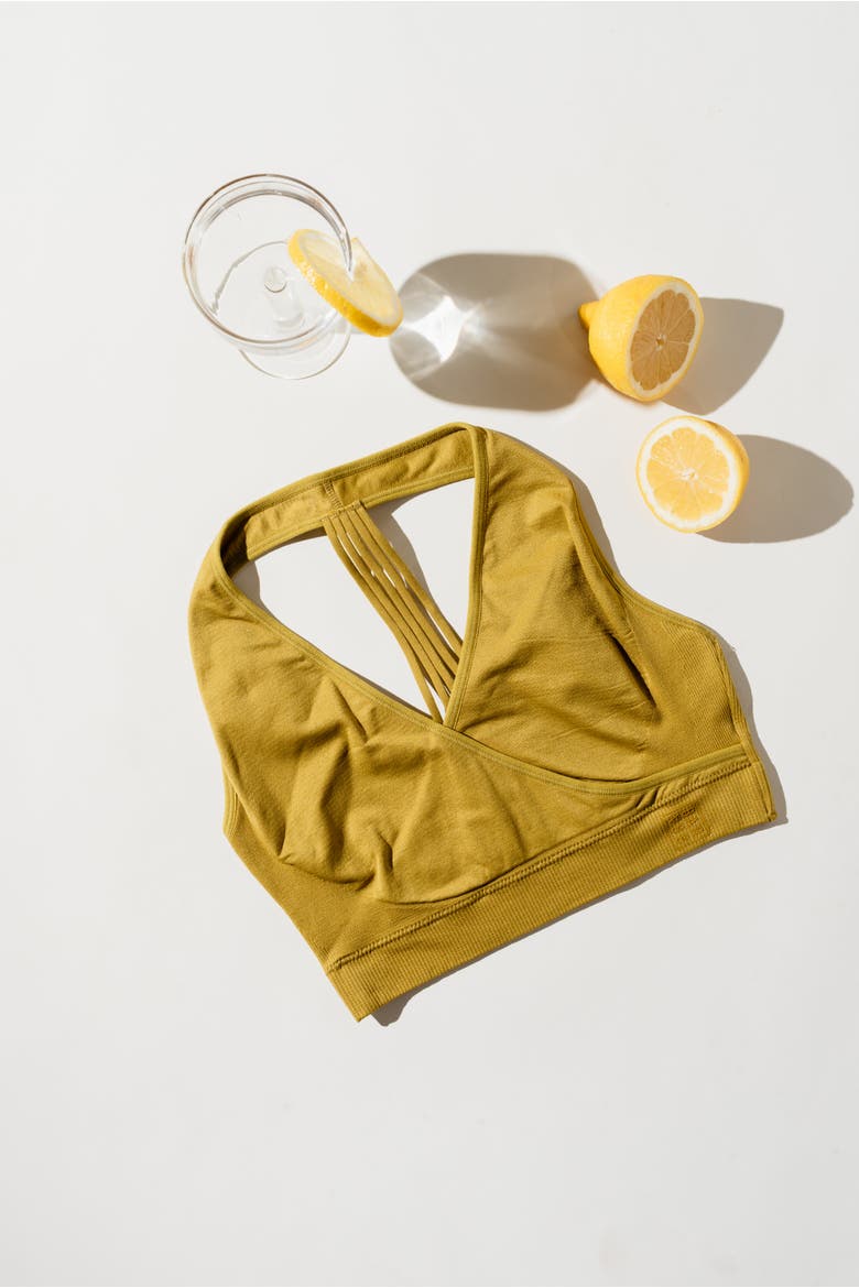 Hug Strappy Halter Sports Bralette, Alternate, color, Golden Olive