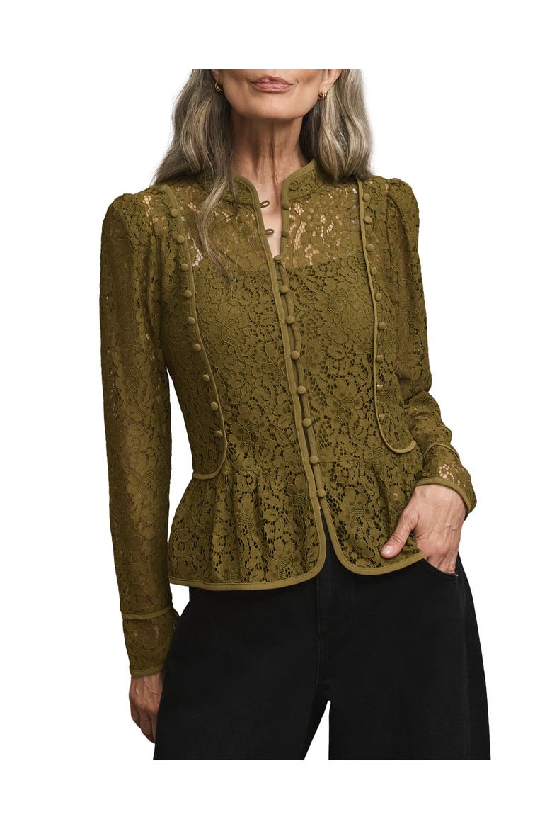 Lace Military Blouse, Alternate, color, Green
