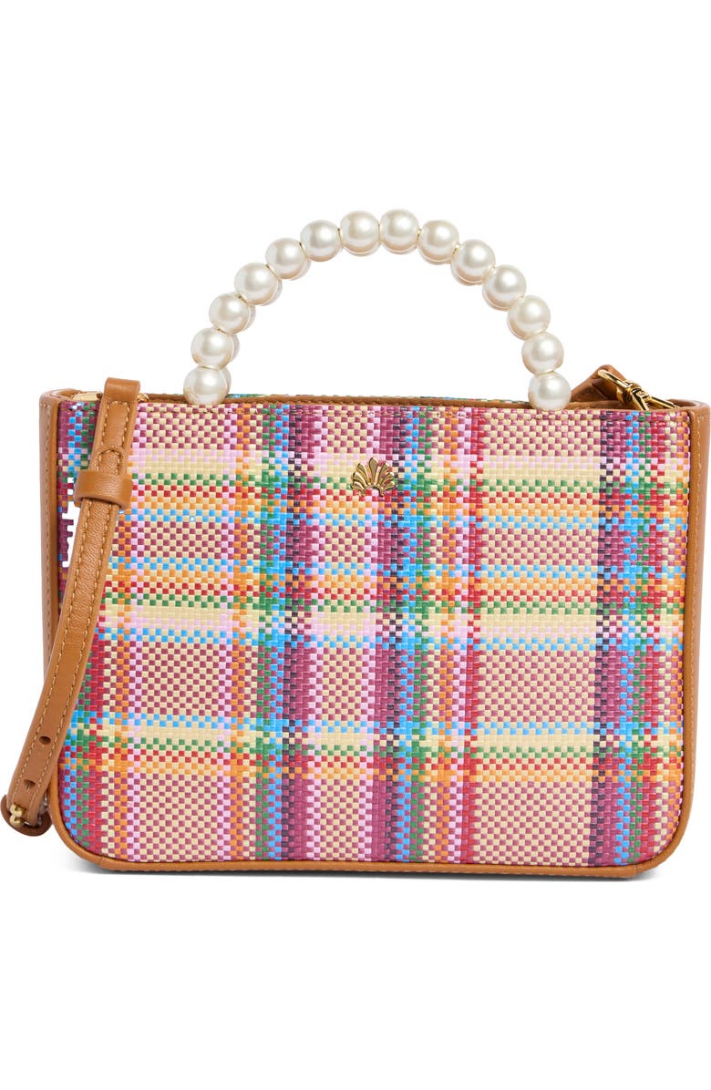 Lele Sadoughi Mini Maya Raffia Tote, Main, color, Picnic Plaid