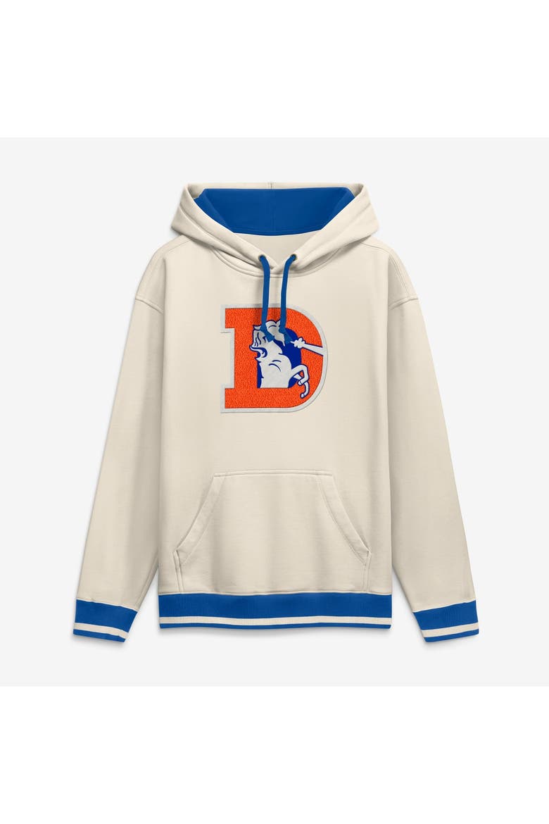 Men's Fanatics Cream Denver Broncos Chenille Heavyweight Fleece Hoodie, Main, color, Cream