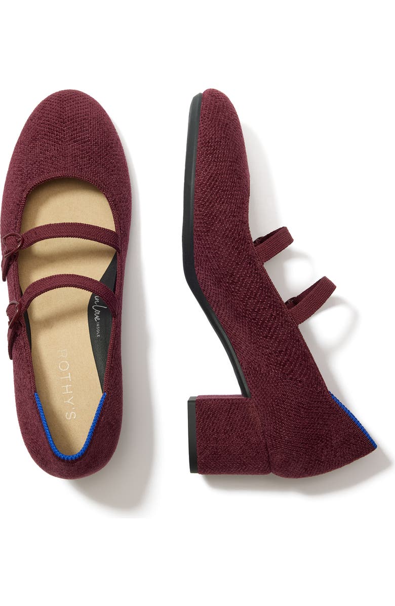 Rothy's The ReVelvet Double Buckle Mary Jane Heel, Main, color, Revelvet Syrah